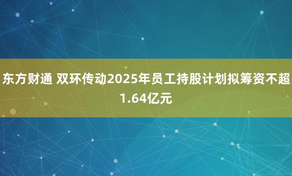 东方财通 双环传动2025年员工持股计划拟筹资不超1.64亿元